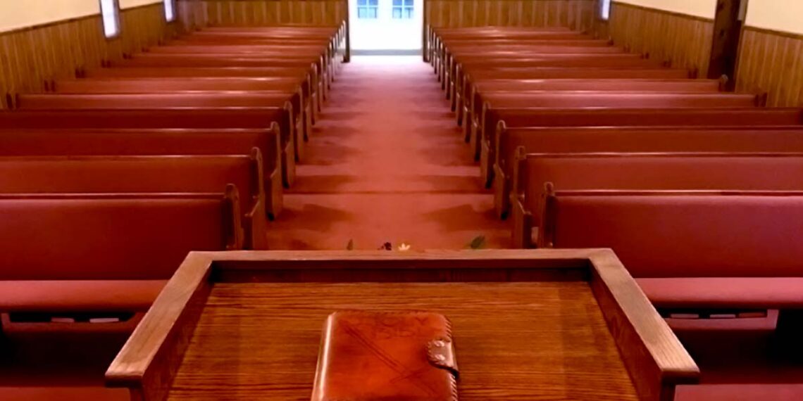 photo of church pews from pulpit