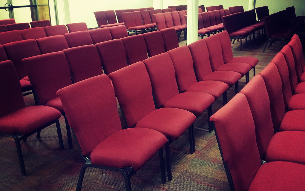 photo of empty chairs at church